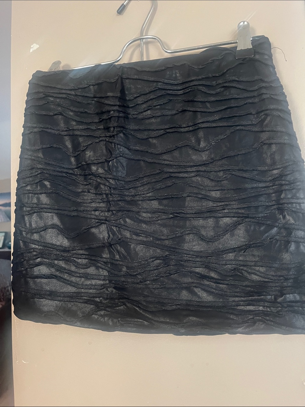 Hot Gal Black Ruffle-Texture Mini Skirt